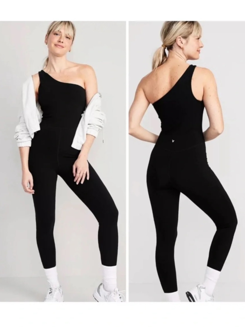 Old Navy Black One-Shoulder Powerchill Jumpsuit